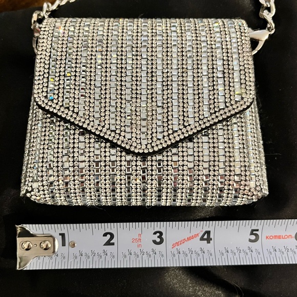 ALDO Mini Silver Rhinestone Chain Bag - Picture 3 of 7